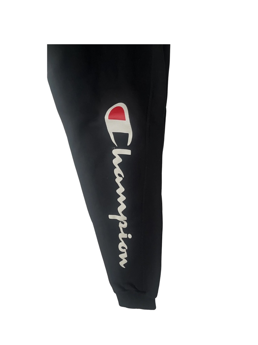 Champion Black Sweatpants White Script Red Accent Women's Size S Fleece Jogger